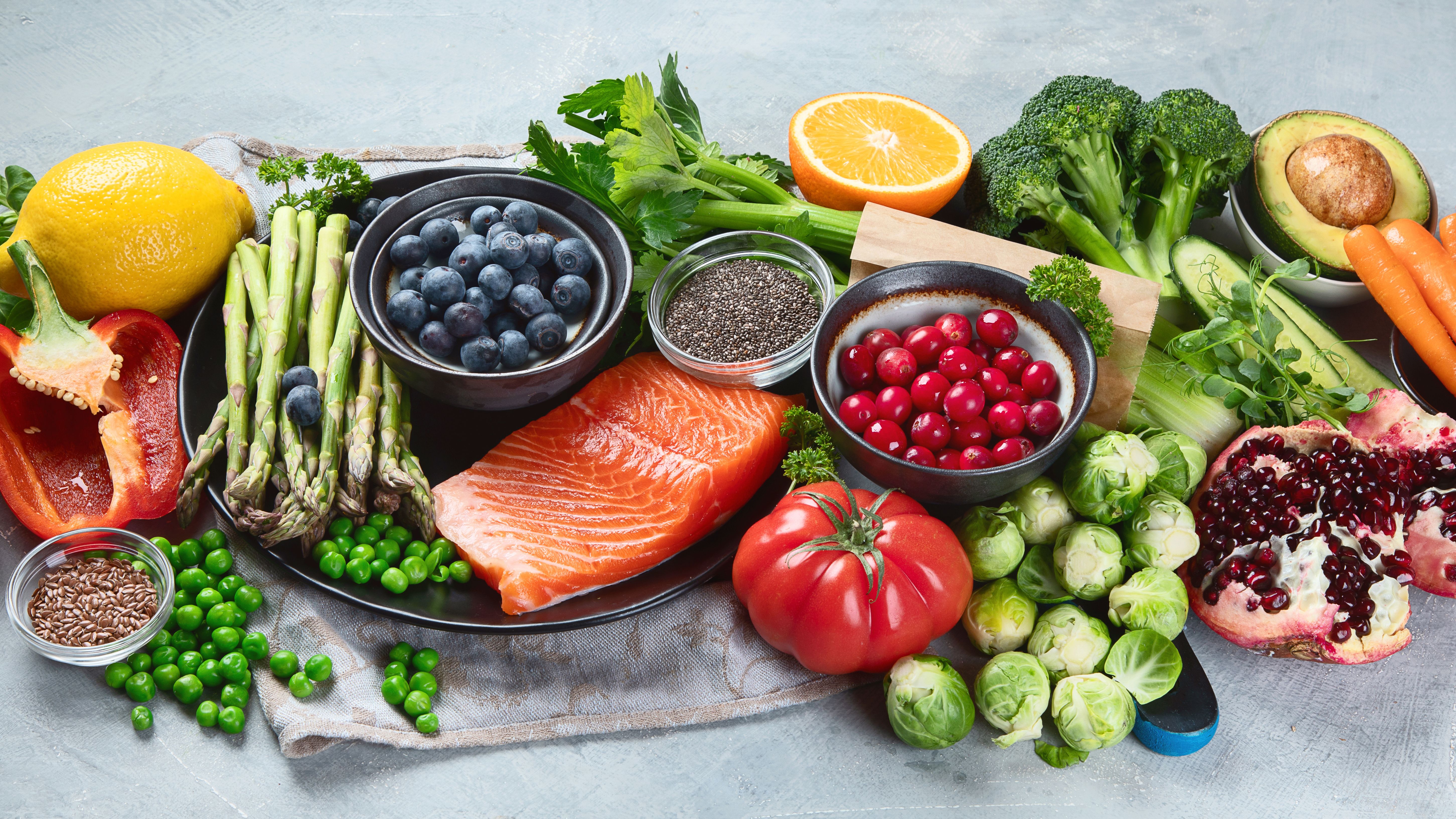zdrava prehrana, koža, akne, sadje, zelenjava, ribe